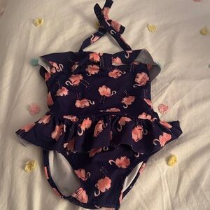 Janie and Jack Navy and Pink Kids Swim One Piece